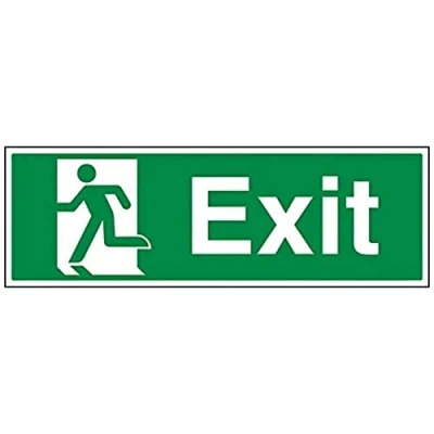 Image of V Safety Final Exit Man Left Sign 600mm x 200mm 1mm Rigid Plastic