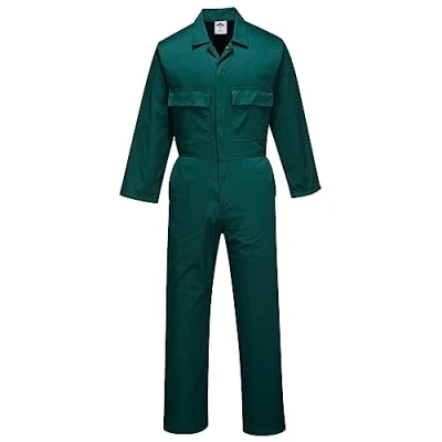 Image of Portwest S999 Men&#039;s Work Overalls Protective Polycotton Coveralls Durable Workwear Boiler Suit for Mechanics Warehouse Garages DIY Bottle Green, Large