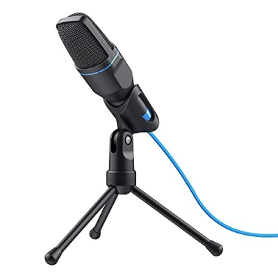Image of Trust 23790 Mico PC Microphone, USB Plug and Play, Cable with 3.5mm Adapter, Condenser, Tripod Mic Stand