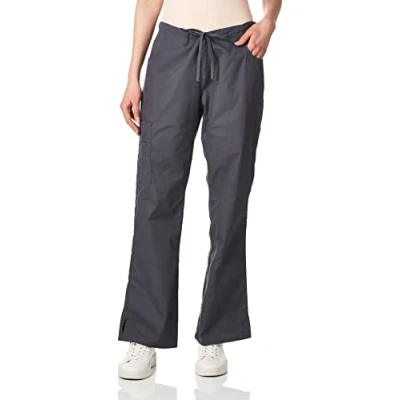 Image of Dickies womens86206Signature Mid Rise Drawstring Scrubs Cargo Pant Medical Pants Gray XXS