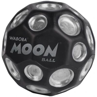 Image of Waboba The Original Moon Ball Hyper Bouncy All Ages Extreme Bounce and Fun Perfect for Active Play Outdoor Games Black/Silver