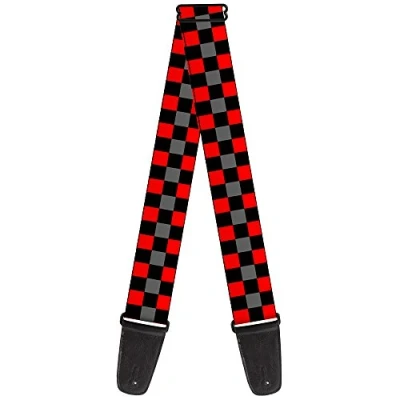 Image of Buckle Down GS W30392 &quot;Checker Black/Gray/2 Red&quot; Guitar Strap