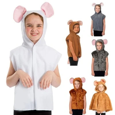 Image of Charlie Crow White Mouse costume for kids one size 3 8 Years.