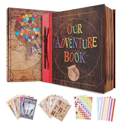 Image of Our Adventure Book Scrapbook Album 12 x Inch, DIY Handmade Travel for Couples, Anniversary Wedding,Christmas,Valentine&#039;s Day,Friend,etc Gifts (ADVENTURE) (2)