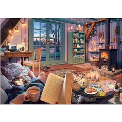 Image of Ravensburger Cozy Retreat 500 Piece Large Format Jigsaw Puzzle for Adults Every is Unique, Softclick Technology Means Pieces Fit Together Perfectly