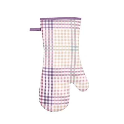 Image of Ulster Weavers Purple Flannelette Gauntlet Oven Glove (37 x 20cm) 100% Cotton 1 Piece Plaid Heat Resistant Washable Tartan in Kitchen Accessories