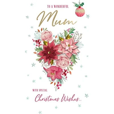 Image of To A Wonderful Mum Embellished Christmas Card Hand Finished Champagne Cards XCDC386
