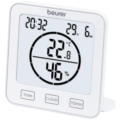 Image of Beurer HM 22 Thermo Hygrometer Room Climate Control Temperature and Relative Humidity Measurement with Timer Beep, White