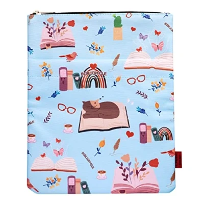 Image of LParkin Book Sleeve for Lovers, Bibliophile Protector, Covers Paperbacks, Washable Fabric, Sleeves with Zipper, Medium 11 Inch X 8.7