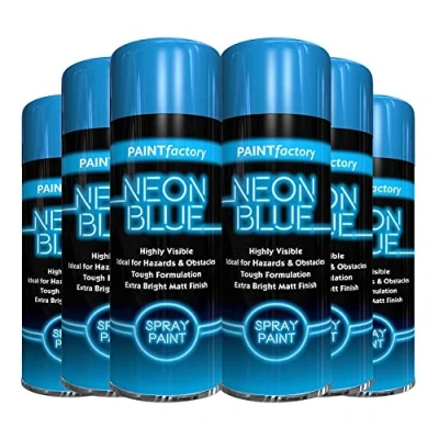 Image of Classic Signature 6 x Neon Blue 200ML, Spray Paint Aerosol Fluorescent Bright Graffiti (Banksey) Matt Finish