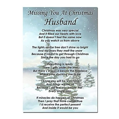 Image of Lisa&#039;s Gifts Missing You at Christmas Husband Memorial Graveside Funeral Poem Keepsake Card Includes Free Ground Stake F378