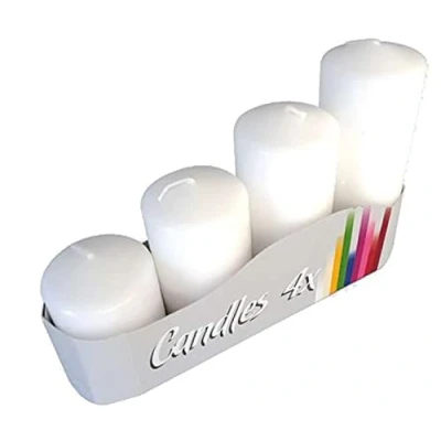 Image of Pillar Candles Set of 4 White Kerzen Advent Wreath Various Sizes Unscented