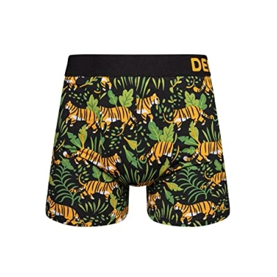 Image of Dedoles Men&#039;s &amp; Boys&#039; Boxers Underwear Boxer Shorts Cotton Trunks Funny Designs Astronaut Hamster Games Books Gift for Him, Design: Lazy Jungle Tiger, Colour: Black, Size: XL