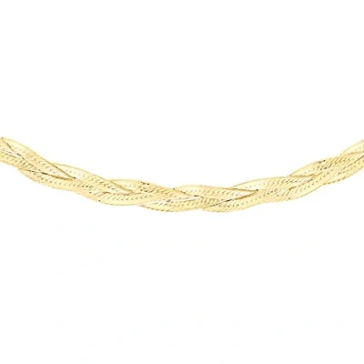 Image of Carissima Gold Women&#039;s 9ct Yellow 3 Plait Herringbone Curb Chain Necklace of 43cm/17&quot;
