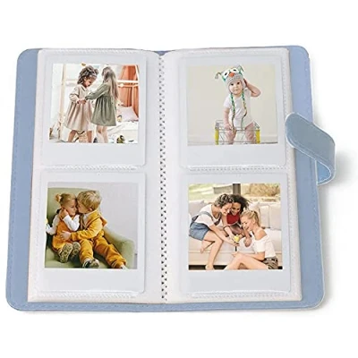 Image of Mini Photo Album for Fujifilm Instax Square SQ6, 80 Pockets Premium PU Leather Film Wallet SQ1/SQ10/SQ20/SQ6 Camera and SHARE SP 3 Polaroid Printer Blue
