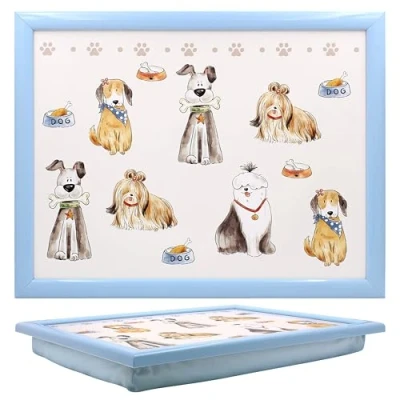 Image of Lesser &amp; Pavey Cute Faithful Friends Cat or Dog Designs Cushioned Laptray Tray Suitable for Eating, Laptop, Home Desk Lapdesk and More (Dog)