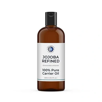 Image of Mystic Moments Jojoba Refined (Clear) Carrier Oil 500ml Pure &amp; Natural Perfect For Hair, Face, Nails, Aromatherapy, Massage and Dilution Vegan GMO Free