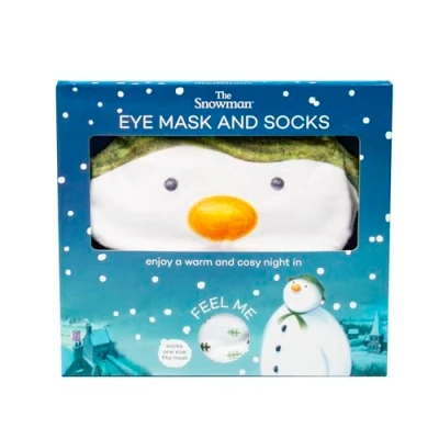 Image of Fizz Creations The Snowman Sleep Mask &amp; Socks Gift Set. Christmas Eye for Sleeping Officially Licensed Merchandise. One Size Socks. Great Stocking Fillers.