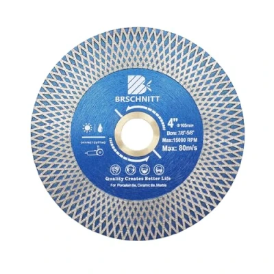 Image of Diamond Porcelain Tile Saw Blade BRSCHNITT 105mm Super Thin Cutting Grinding Disc with X Teeth Arbor 7/8“ 5/8“ for Ceramic Tiles,Granite,Marble Angle Grinder Circle