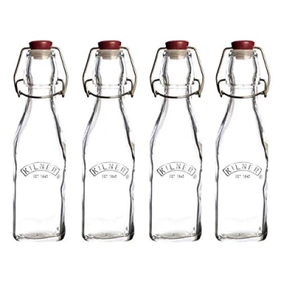 Image of Kilner Clip Top Square Bottle 250ml Set of 4