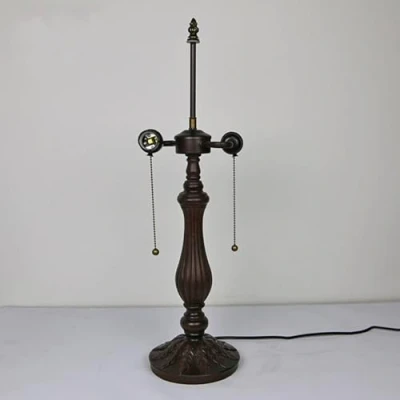 Image of BOTOWI Tiffany Style Table Lamp Base Replacement, Only for 16 Inch Stained Glass Lampshades, Vintage Resin Bronze Finished Pole Height 22