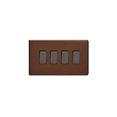 Image of XDM9S Varilight Flat Plate Screwless Mocha 4 Gang Light Switch