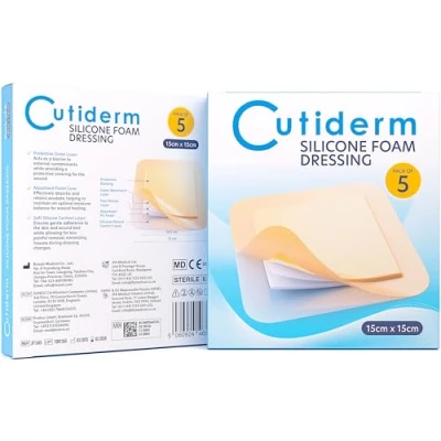 Image of Cutiderm Gentle Silicone Foam Comfort Wound Dressing with Lite Border, 15cm x 15cm, Pack of 5