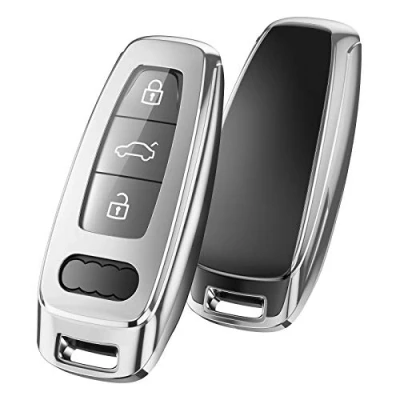 Image of OATSBASF Key Case Suitable for Audi, Car A6L A6 A7 A8 Q7 Q8 E Tron 2019 2020, Silicone TPU Protective