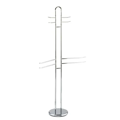 Image of Wenko 15581100 Exclusive Towel Stand Palermo Clothes Stand, 8 arms, Metal Steel, 55.5 x 168 28.5 cm, Chrome