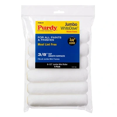 Image of Purdy 140626612 Jumbo Mini White Dove Roller Replacement, 6 Pack, 1/2 inch x 3/8 nap