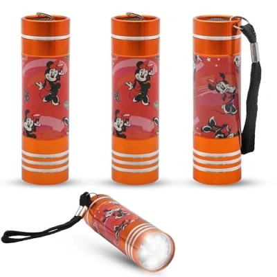 Image of SRV Hub 4Pcs Minnie Mouse Aluminium Torch for Kids, 8.7cm Orange Water Resistant Flashlight, Best LED Night Light Xmas, Birthday, Travel and Thanksgiving 3+ Years