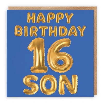 Image of Hunts England Son 16th Birthday Card Happy 16 Balloon Collection