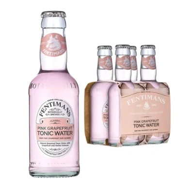 Image of Fentimans Pink Grapefruit Tonic Water Botanically Brewed Soft Drink Exquisitely Crafted &amp; Refreshing Drinks Gluten Free and Vegan Friendly 4 x 200 ml Bottles