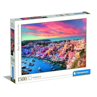Image of Clementoni Jigsaw Puzzle Collection Picturesque Procida Island 1500 Pieces Compact Box, For Adults 14 99 Years, Gift Men/Women, Made In Italy, 31723
