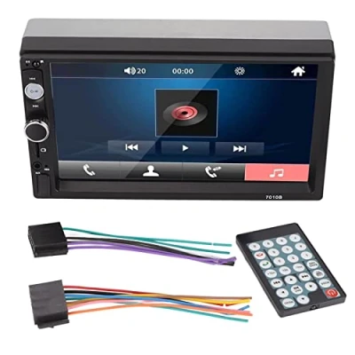 Image of Car Stereo Radio Player, 7 Inch LCD Touchscreen Bluetooth Player Handsfree MP5 FM with Remote Control Support Reversing Video/Mirror Link for Android IOS