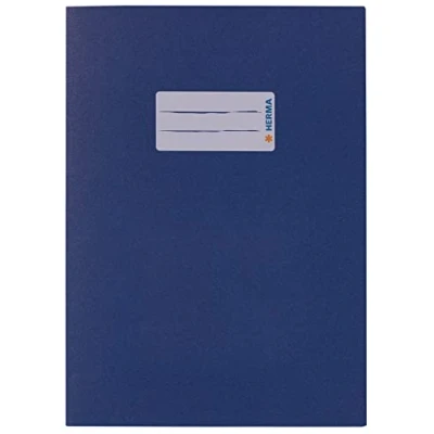 Image of HERMA 5503 Notebook Covers A5 Paper Blue, Pack of 10, with Labelling Field Made Extremely Strong and Rich Colours, Exercise Book Cover Set for School Notebooks, Coloured