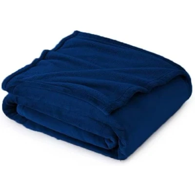 Image of EV DEKOR Flannel Fleece Ultra Soft Large Blanket Throw Over Fluffy Warm Bedspread for Bedroom King Bed Sofa Couch Blankets, Navy 220 x 240cm
