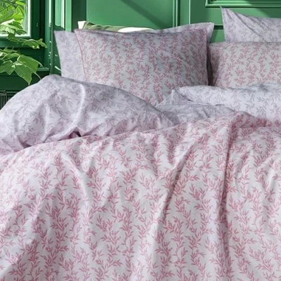 Image of LERUUM Girls Double Duvet Cover Set Pink Lilac Cute Bedding Cotton Bed Reversible Floral Pattern Christmas (Double Coquette Bedding)