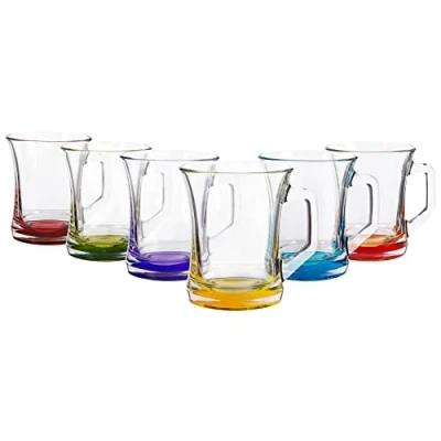 Image of 6x 225ml Zen+ Coloured Base Glass Coffee Mugs By LAV