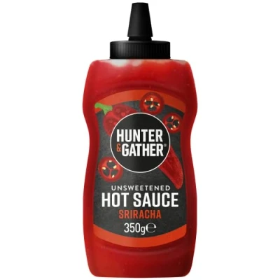 Image of Hunter &amp; Gather Unsweetened Hot Sauce 350g Sriracha Keto, Paleo, Low Carb Vegan Friendly Free from Added Sugar Sweeteners