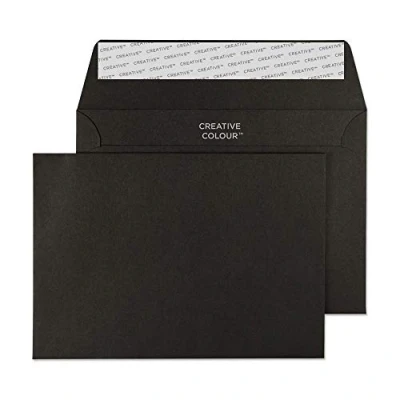 Image of Blake Creative Colour C6 114 x 162 mm 120 gsm Peel &amp; Seal Wallet Envelopes (114) Jet Black Pack of 500