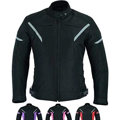 Image of Texpeed Womens Motorcycle Biker Jacket Ladies Waterproof Textile Cordura Coat With Motorbike CE Armour (EN 1621 1) Black L