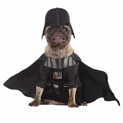 Image of Rubie&#039;s Official Darth Vader Dog Fancy Dress Star Wars Dark Side Evil Villain Puppy Pet Costume Small Neck to Tail 11&quot; Chest 14&quot; Halloween