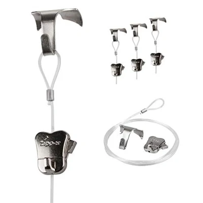 Image of Stas Moulding Hooks + perlon Cords with Loop 59 Zipper Packet of 4 each (59 cord, Chrome) by Picture Hanging