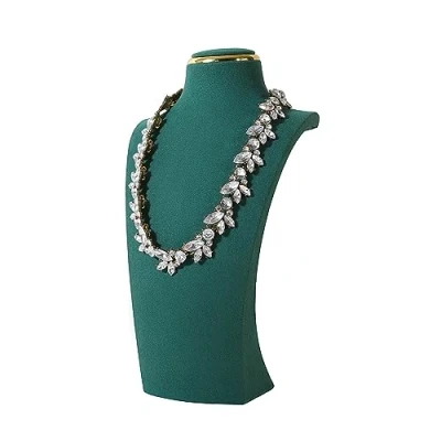 Image of GemeShou Green Necklace display stands for selling, Velvet storage organizer, mannequin jewelry bust holder boutique store【Green Medium height 26 cm】