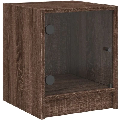 Image of vidaXL Bedside Cabinet with Glass Door Brown Oak 35x37x42 cm