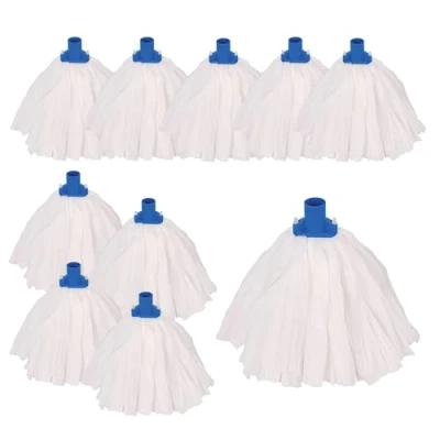 Image of Aardvark Janitorial Supplies Professional Super White Colour Coded Mop Heads 10 Blue