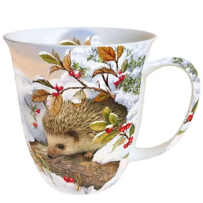 Image of Ambiente Christmas Mug Hedgehog in the Snow 0.4L Fine Bone China