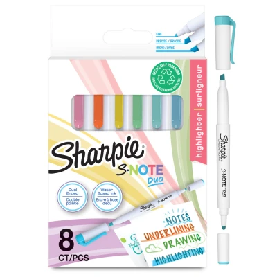 Image of Sharpie S Note Duo Highlighters Dual Ended Pastel Creative Markers Bullet &amp; Chisel Tip for Highlighting, Drawing, Journaling More 8 Count