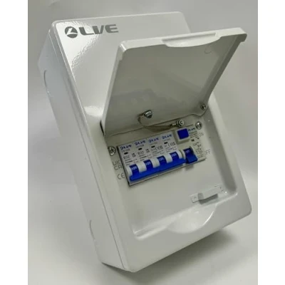 Image of LIVE 4 Way Metal Consumer Unit, 6 Module, 63A 30mA RCD, 1x6A, 1x16A, 2x32A MCBs